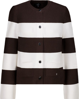 Strickjacke, dark chocolate ringel