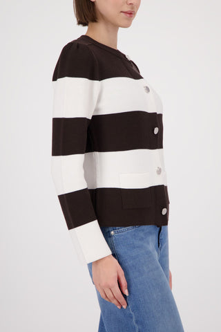 Strickjacke, dark chocolate ringel