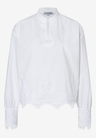 Bluse mit Spitzenbesatz