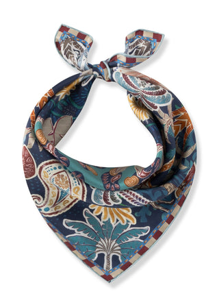 Premium Nickituch aus reiner Seide mit Paisleymuster und Palmenmotiven