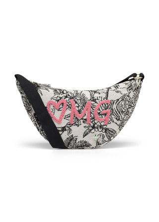 Umhängetasche  mit Dschungel-Print und OMG-Stickerei
