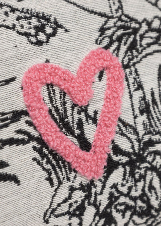 Kosmetiktasche  mit Dschungel-Print und Herzstickerei