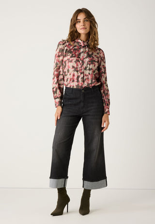 Schluppenbluse mit Aquarell-Print