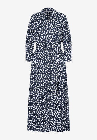 langes Hemdblusenkleid mit Tupfenprint