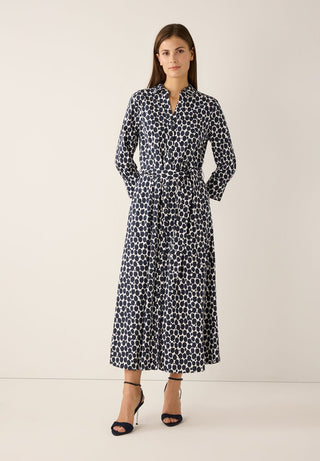 langes Hemdblusenkleid mit Tupfenprint