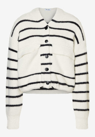 Streifen-Cardigan mit Kapuze