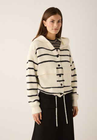 Streifen-Cardigan mit Kapuze