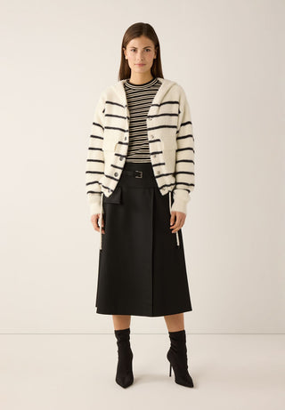 Streifen-Cardigan mit Kapuze