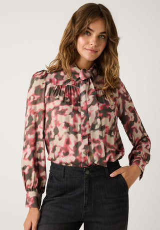 Schluppenbluse mit Aquarell-Print