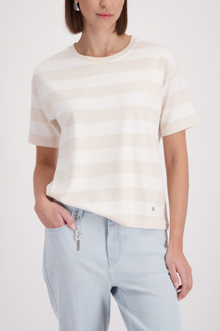 Sweatshirt, champagne beige ringel