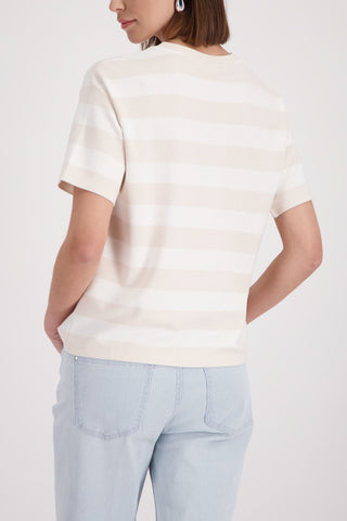 Sweatshirt, champagne beige ringel