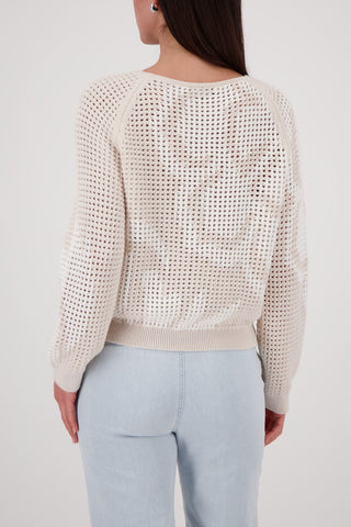 Pullover, champagne beige gemustert