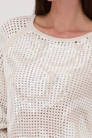 Pullover, champagne beige gemustert