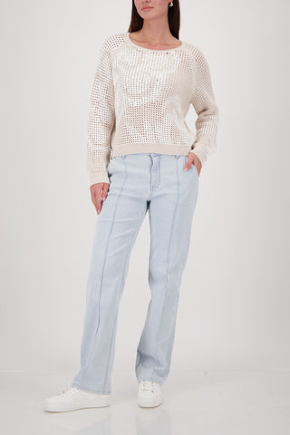 Pullover, champagne beige gemustert