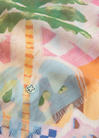 Tuch aus leichter Baumwolle mit Mustermix und AMORE MIO-Schriftzug