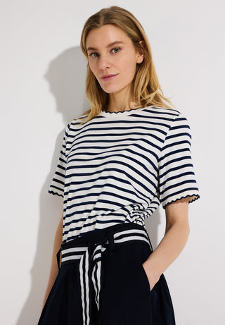 Streifen-Shirt mit Wellenkante