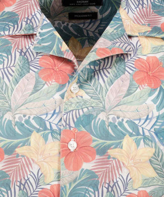 Softknit-Hemd mit Tropical-Print, kurzarm