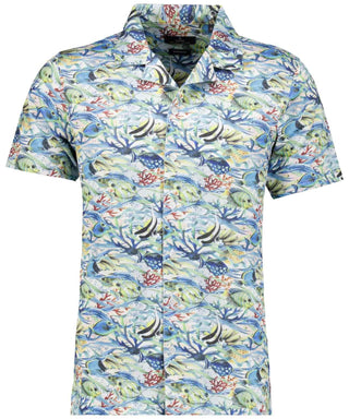 Softknit-Hemd mit Tropical-Print, kurzarm