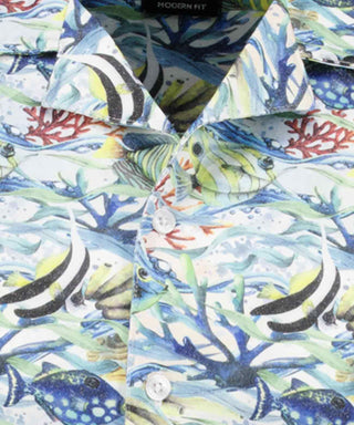 Softknit-Hemd mit Tropical-Print, kurzarm