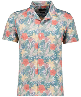 Softknit-Hemd mit Tropical-Print, kurzarm