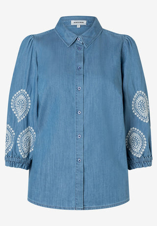 Jeansbluse mit Stickerei
