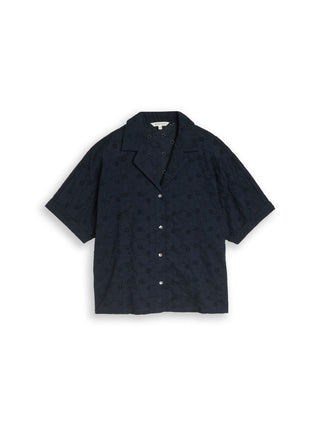 Oversized Bluse mit Lochstickerei