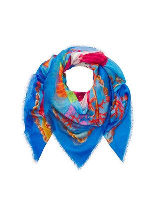 Hochwertiges Tuch aus Modal-Seiden-Mischung mit Meeresmotiven