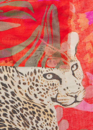 Schal aus feiner Baumwollmischung mit Leopard-Motiv