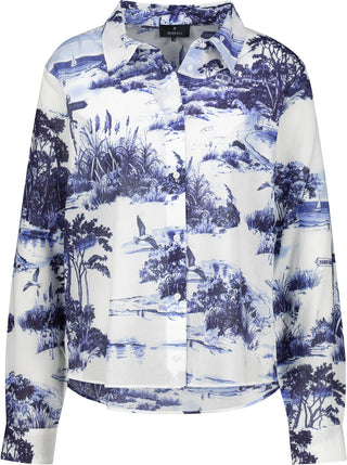 Bluse, marine gemustert