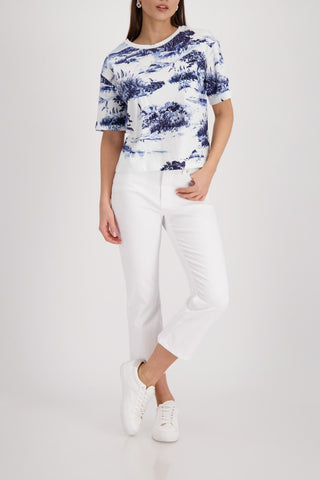 T-Shirt, marine gemustert