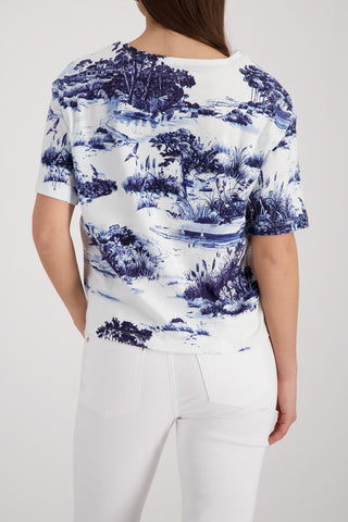 T-Shirt, marine gemustert