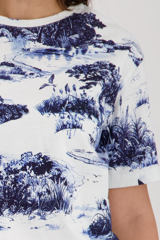 T-Shirt, marine gemustert