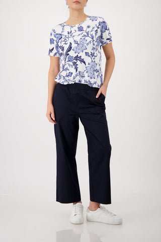 T-Shirt, marine gemustert