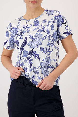 T-Shirt, marine gemustert
