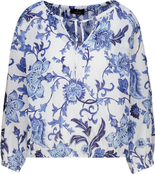 Bluse, marine gemustert