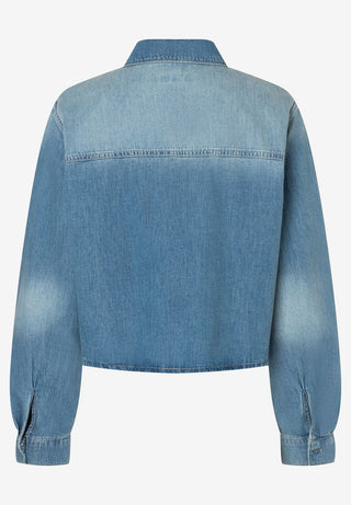 Jeanshemd mit Spitzenbesatz