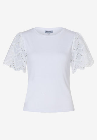 Rippenshirt mit Spitzenärmel