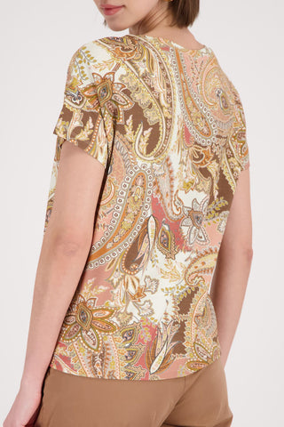 T-Shirt, mocca gemustert