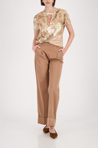 T-Shirt, mocca gemustert