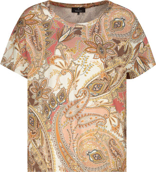 T-Shirt, mocca gemustert