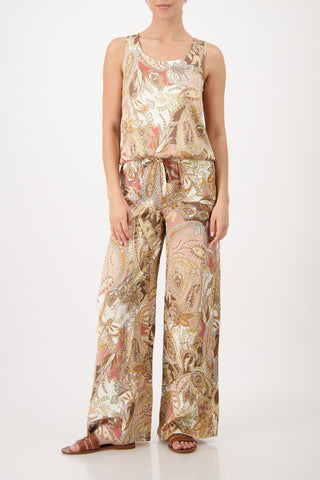Bluse, mocca gemustert