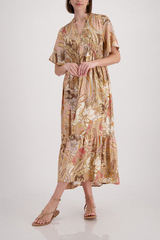 Kleid, mocca gemustert