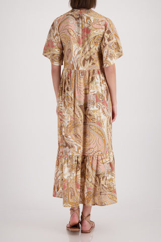 Kleid, mocca gemustert