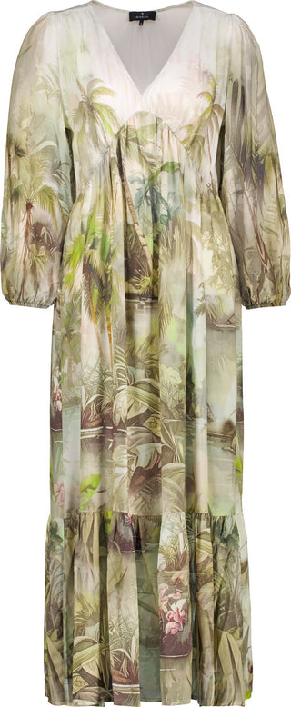Kleid, olive gemustert
