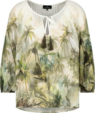 Bluse, olive gemustert