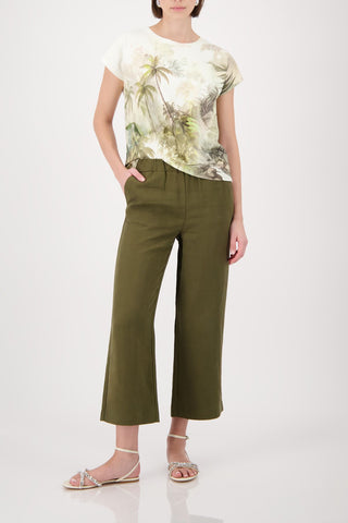 T-Shirt, olive gemustert