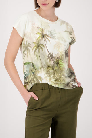 T-Shirt, olive gemustert