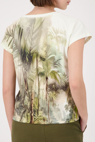 T-Shirt, olive gemustert