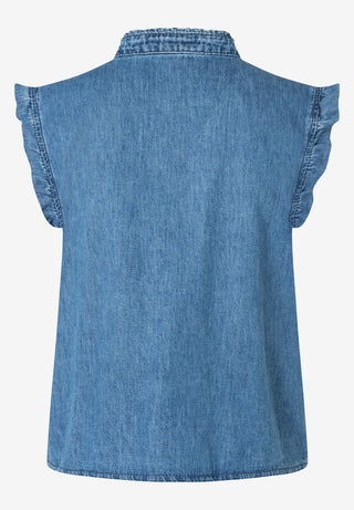 Jeansbluse mit Rüschenärmeln