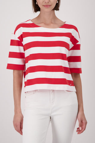 Sweatshirt, coral red ringel